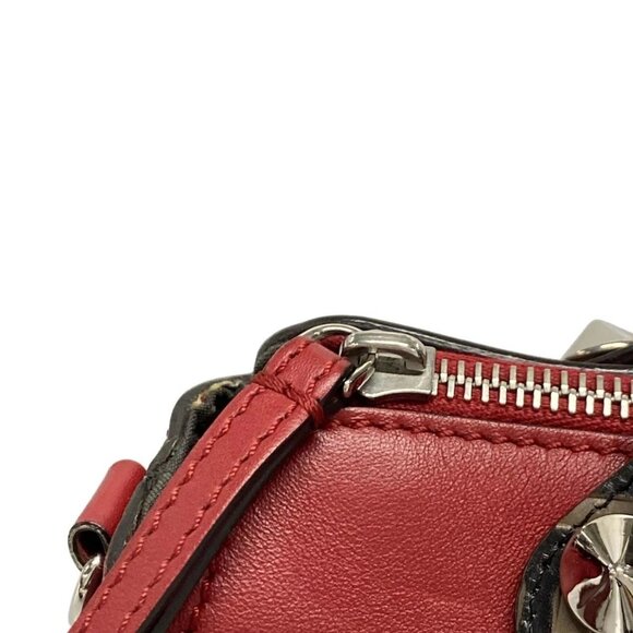 Auth FENDI By The Way 8BL124 Red Brown Black Leather Handbag - Picture 12 of 16